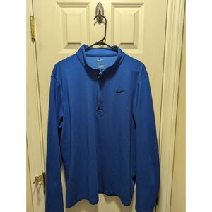 Nike Mens XL Blue Long Sleeve Pullover Golf 1/4 Zip Dri-Fit